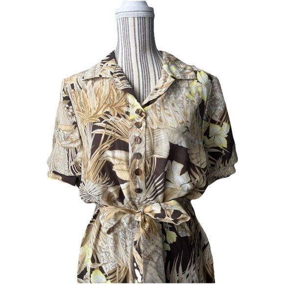 Salvatore Ferragamo Safari Logo Sheered Tan Brown Belted Maxi dress EEUC US14/42 - Picture 3 of 15